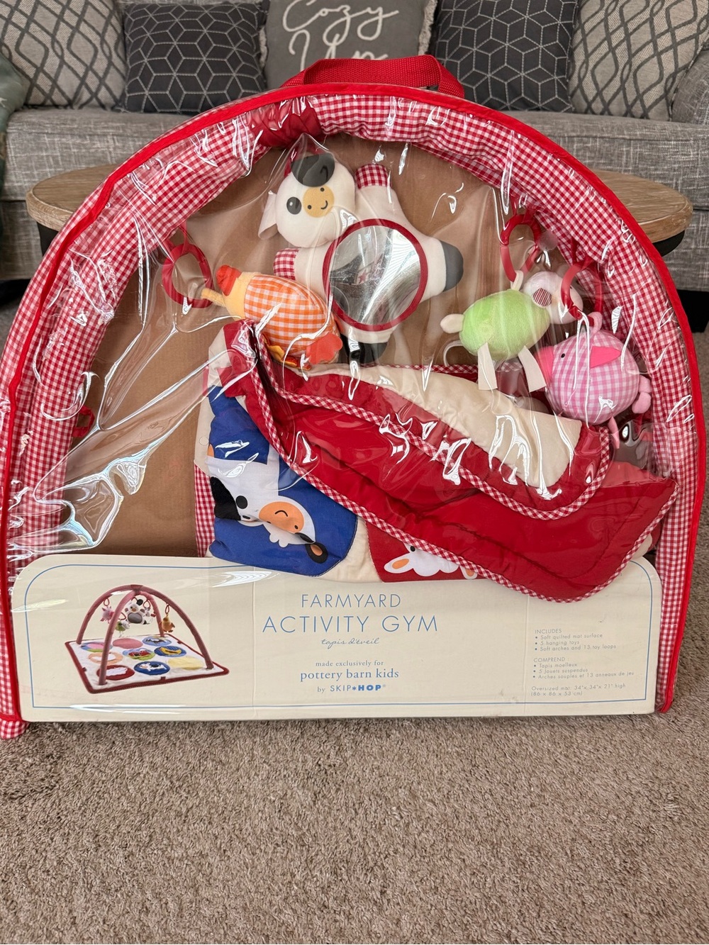 Pottery Barn Kids Fun on the Farm Activity Gym Mat - Soft Plush Tummy Time Toy
